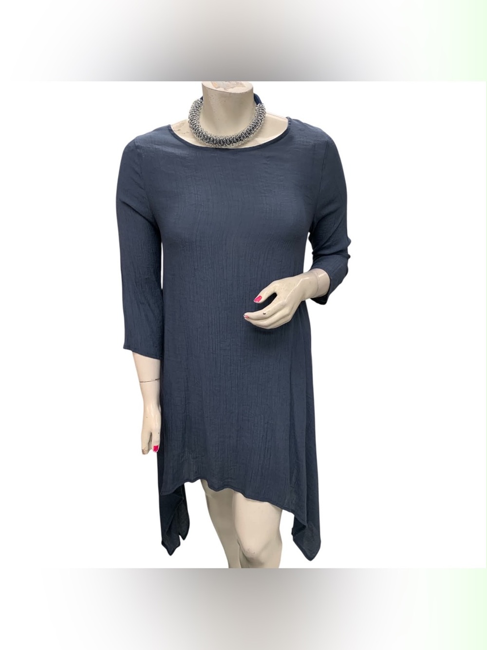 Dark Gray Three-Quarter Sleeve Tunic Top Size 2X